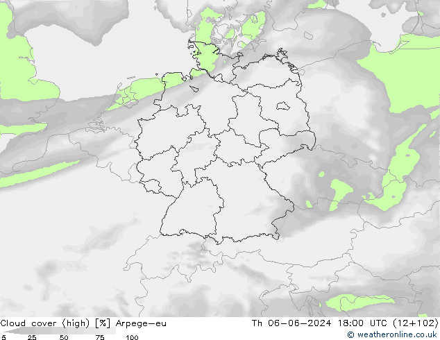 Nuages (élevé) Arpege-eu jeu 06.06.2024 18 UTC