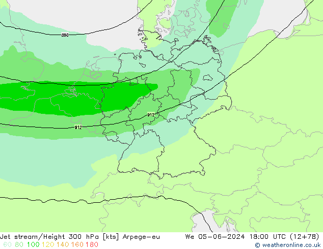 Corrente a getto Arpege-eu mer 05.06.2024 18 UTC