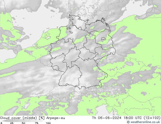 nuvens (médio) Arpege-eu Qui 06.06.2024 18 UTC