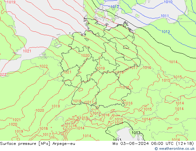 pression de l'air Arpege-eu lun 03.06.2024 06 UTC