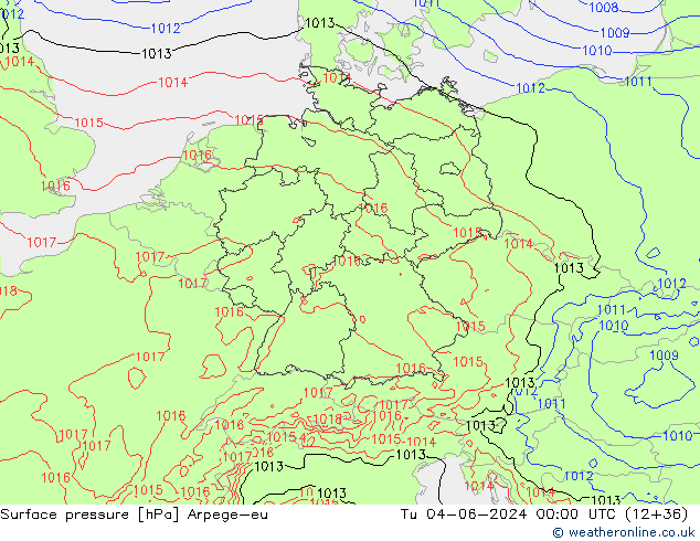 Yer basıncı Arpege-eu Sa 04.06.2024 00 UTC