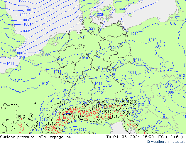 Luchtdruk (Grond) Arpege-eu di 04.06.2024 15 UTC