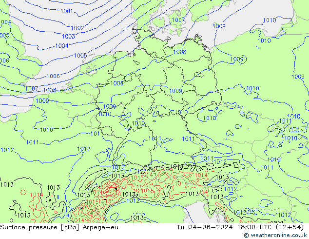 Yer basıncı Arpege-eu Sa 04.06.2024 18 UTC