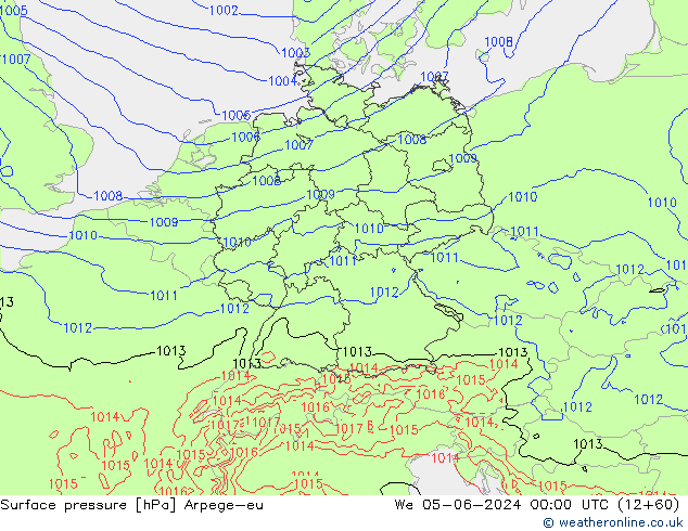 Pressione al suolo Arpege-eu mer 05.06.2024 00 UTC