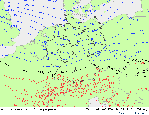 Atmosférický tlak Arpege-eu St 05.06.2024 09 UTC