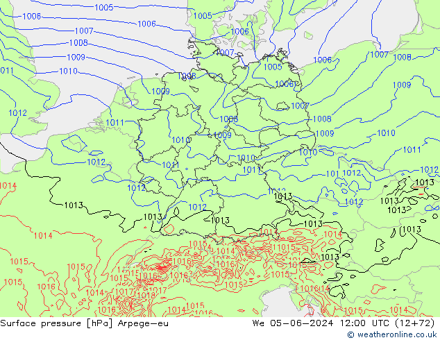 pressão do solo Arpege-eu Qua 05.06.2024 12 UTC