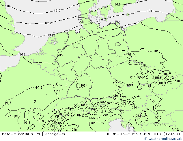 Theta-e 850hPa Arpege-eu Per 06.06.2024 09 UTC