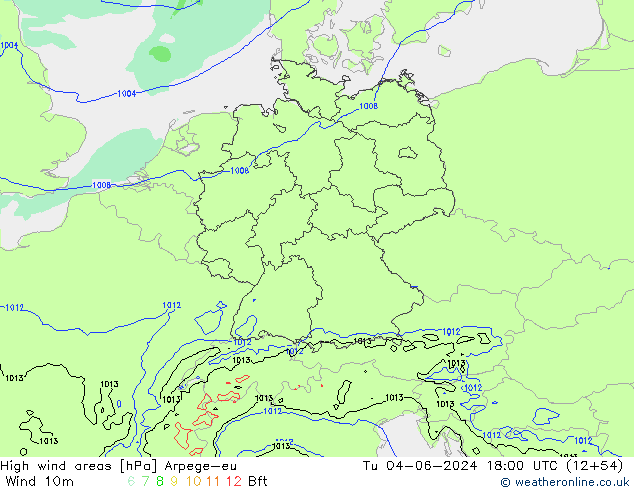 Izotacha Arpege-eu wto. 04.06.2024 18 UTC