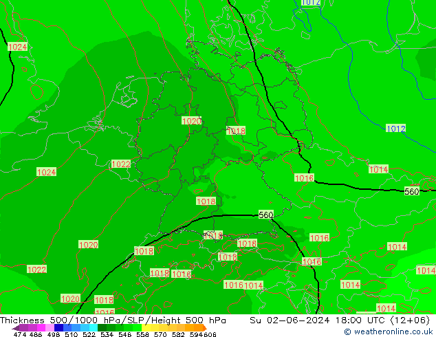 Thck 500-1000hPa Arpege-eu Su 02.06.2024 18 UTC