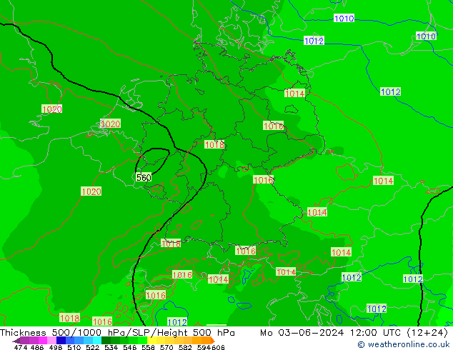 Thck 500-1000hPa Arpege-eu  03.06.2024 12 UTC