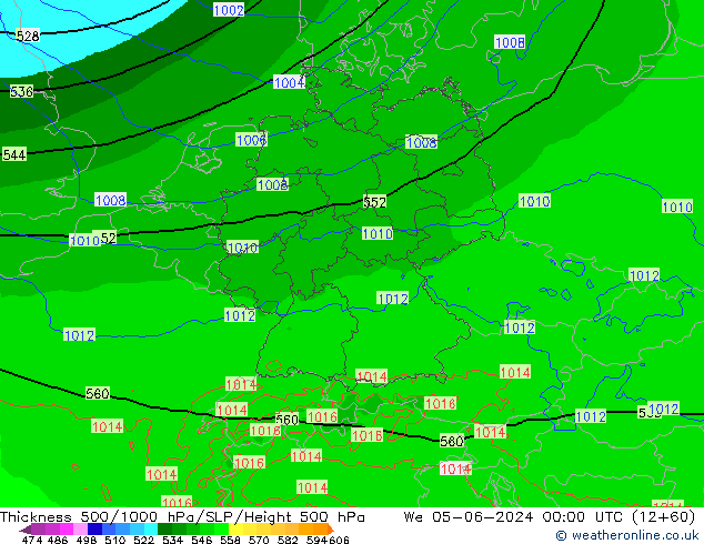 Thck 500-1000hPa Arpege-eu We 05.06.2024 00 UTC