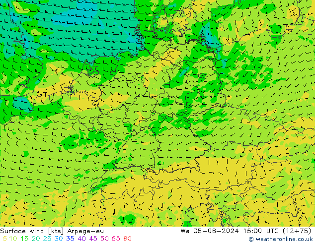 Rüzgar 10 m Arpege-eu Çar 05.06.2024 15 UTC