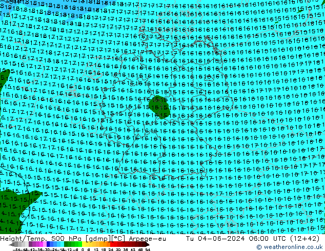 Height/Temp. 500 hPa Arpege-eu mar 04.06.2024 06 UTC