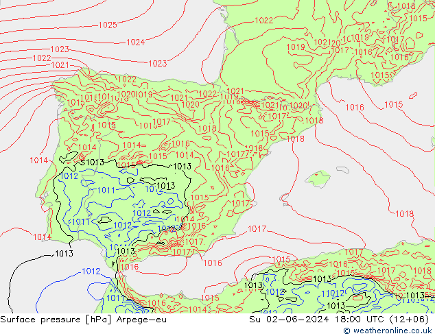 Surface pressure Arpege-eu Su 02.06.2024 18 UTC