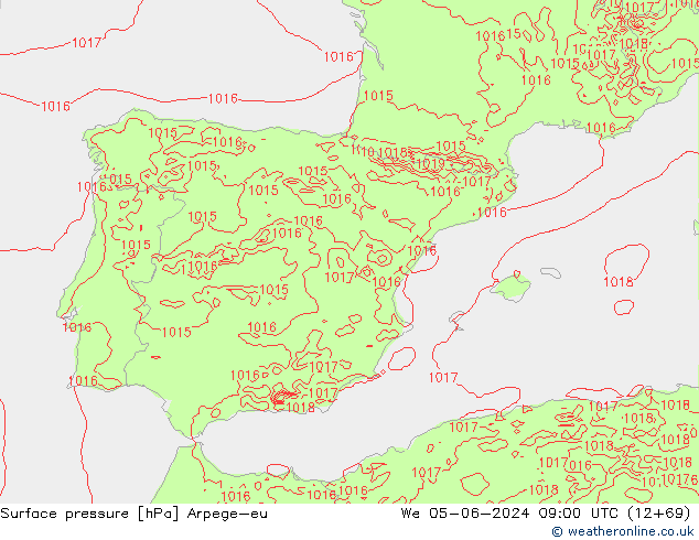 Surface pressure Arpege-eu We 05.06.2024 09 UTC