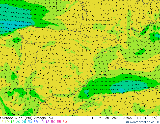 Wind 10 m Arpege-eu di 04.06.2024 09 UTC