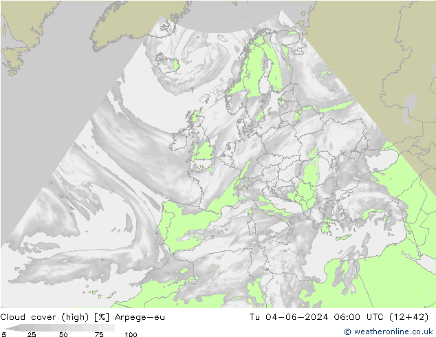 Bulutlar (yüksek) Arpege-eu Sa 04.06.2024 06 UTC