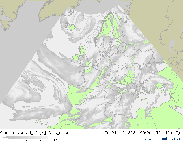 Wolken (hohe) Arpege-eu Di 04.06.2024 09 UTC