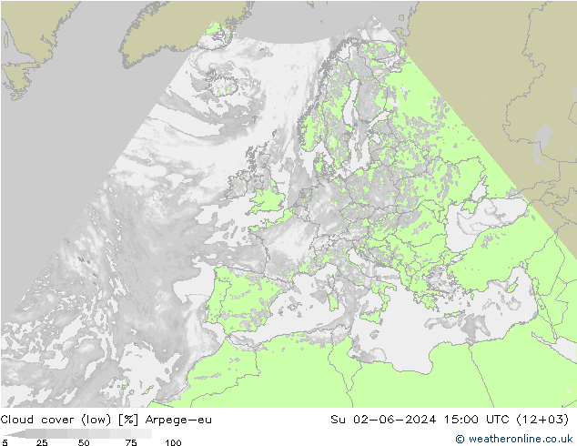 Nuages (bas) Arpege-eu dim 02.06.2024 15 UTC