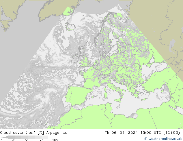 Nubes bajas Arpege-eu jue 06.06.2024 15 UTC