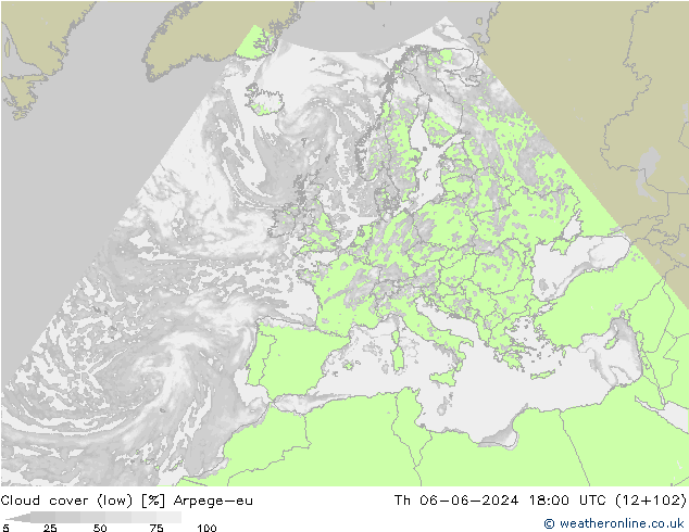 Bewolking (Laag) Arpege-eu do 06.06.2024 18 UTC