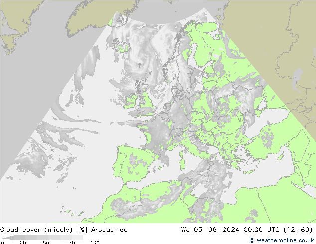 Bewolking (Middelb.) Arpege-eu wo 05.06.2024 00 UTC