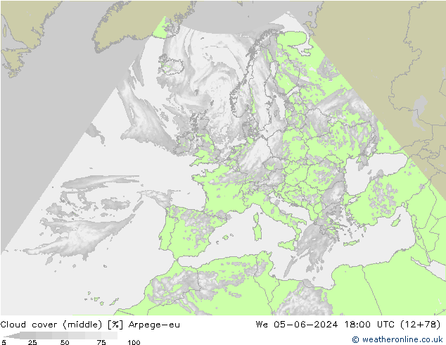 oblačnosti uprostřed Arpege-eu St 05.06.2024 18 UTC