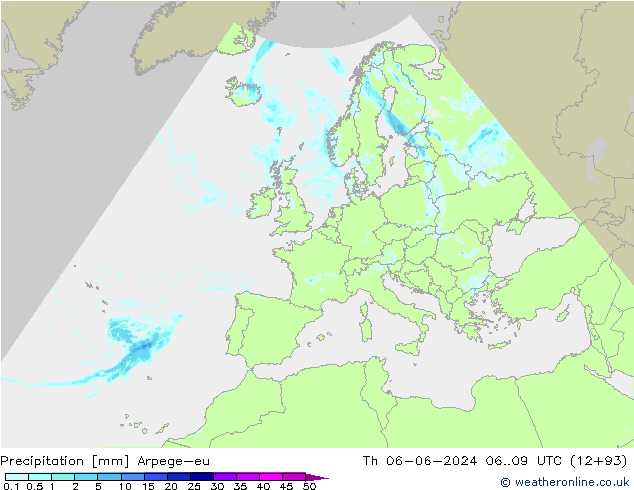 Niederschlag Arpege-eu Do 06.06.2024 09 UTC