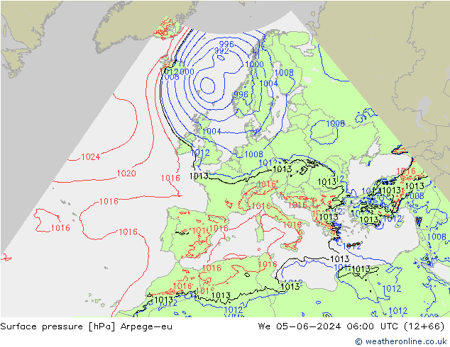 Surface pressure Arpege-eu We 05.06.2024 06 UTC
