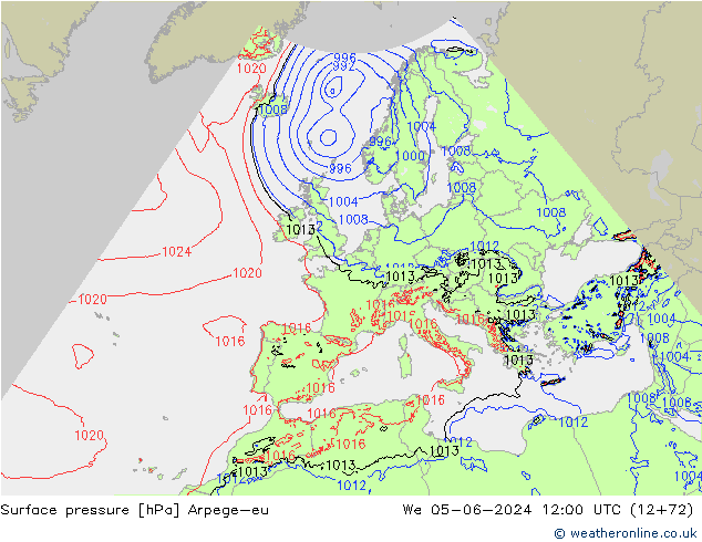 pression de l'air Arpege-eu mer 05.06.2024 12 UTC