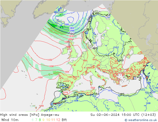 High wind areas Arpege-eu Dom 02.06.2024 15 UTC