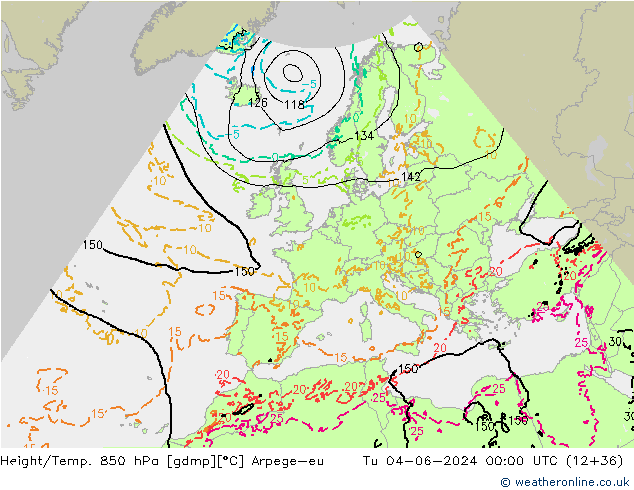 Height/Temp. 850 hPa Arpege-eu Di 04.06.2024 00 UTC