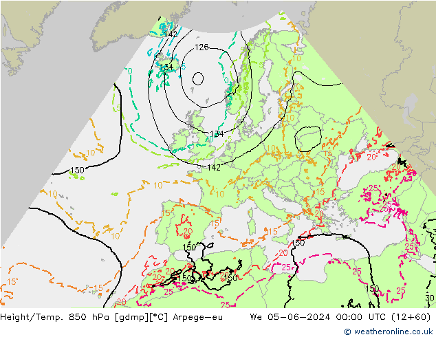 Hoogte/Temp. 850 hPa Arpege-eu wo 05.06.2024 00 UTC