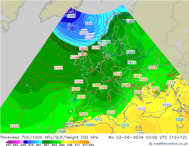 Thck 700-1000 hPa Arpege-eu 星期一 03.06.2024 00 UTC