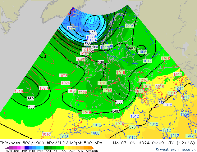 500-1000 hPa Kalınlığı Arpege-eu Pzt 03.06.2024 06 UTC