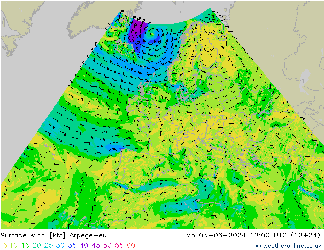 风 10 米 Arpege-eu 星期一 03.06.2024 12 UTC