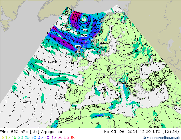 风 850 hPa Arpege-eu 星期一 03.06.2024 12 UTC