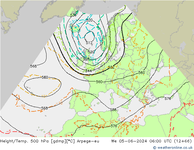 Height/Temp. 500 гПа Arpege-eu ср 05.06.2024 06 UTC