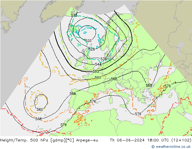 Yükseklik/Sıc. 500 hPa Arpege-eu Per 06.06.2024 18 UTC