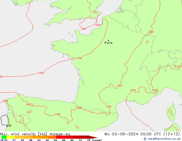 Windböen Arpege-eu Mo 03.06.2024 00 UTC