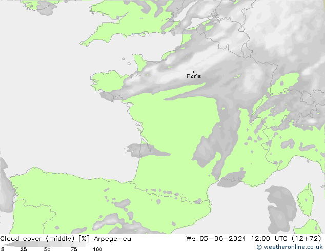 Bewolking (Middelb.) Arpege-eu wo 05.06.2024 12 UTC