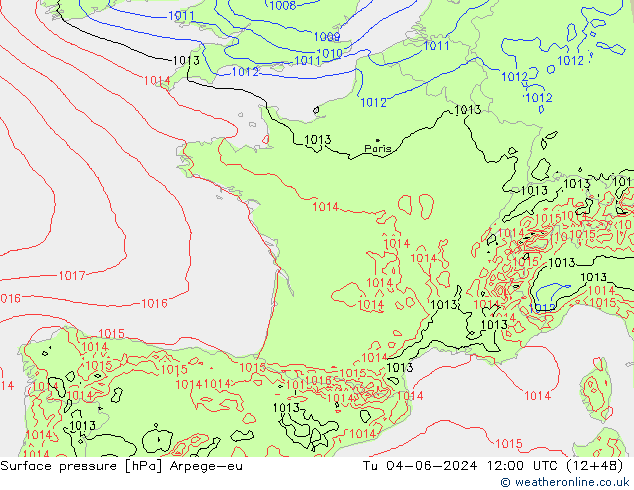 Luchtdruk (Grond) Arpege-eu di 04.06.2024 12 UTC