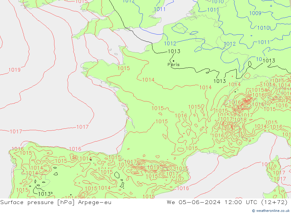 Luchtdruk (Grond) Arpege-eu wo 05.06.2024 12 UTC