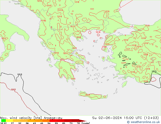 Max. wind velocity Arpege-eu  02.06.2024 15 UTC