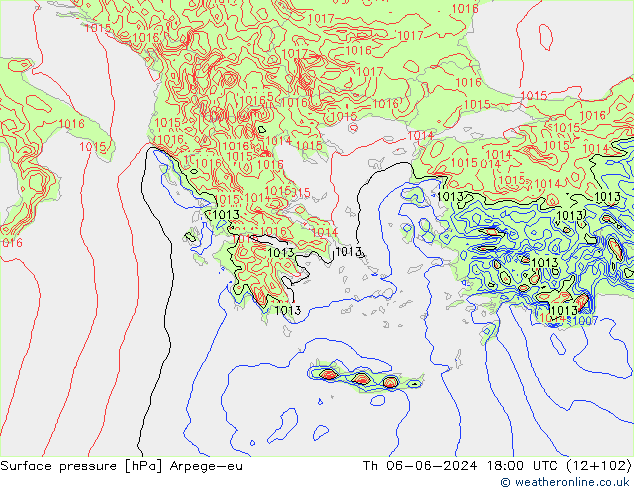 Bodendruck Arpege-eu Do 06.06.2024 18 UTC