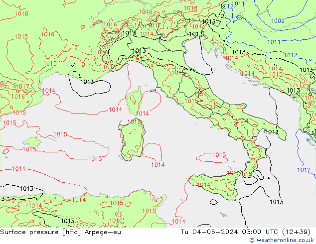 приземное давление Arpege-eu вт 04.06.2024 03 UTC