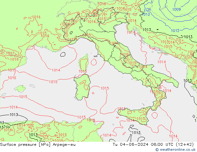 Yer basıncı Arpege-eu Sa 04.06.2024 06 UTC