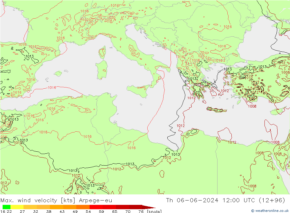Maks. Rüzgar Hızı Arpege-eu Per 06.06.2024 12 UTC