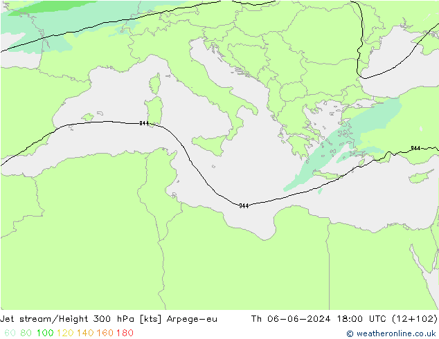 Jet stream Arpege-eu Qui 06.06.2024 18 UTC