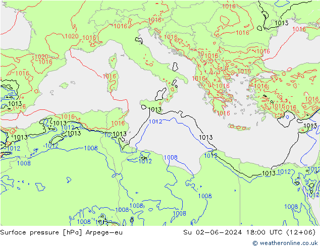 Luchtdruk (Grond) Arpege-eu zo 02.06.2024 18 UTC